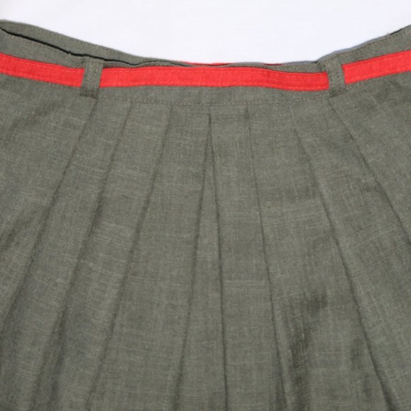 Vintage German Dirndl Green Red Linen Blend Octoberfest Skirt XS/S 25" Waist - Picture 4 of 10